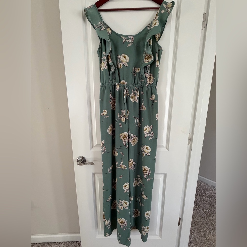 Xhilaration Green Floral Maxi Dress
